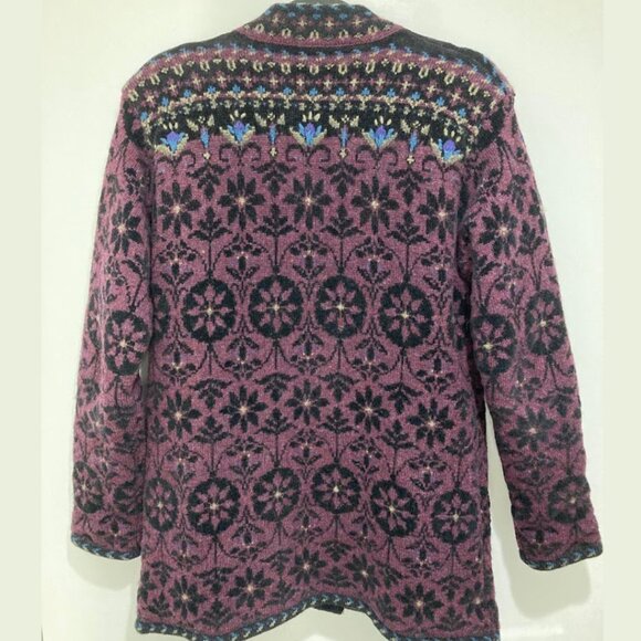 Wool-Cotton Icelandic Design Zip Cardigan Fully Lined Double Zipper - Picture 9 of 14